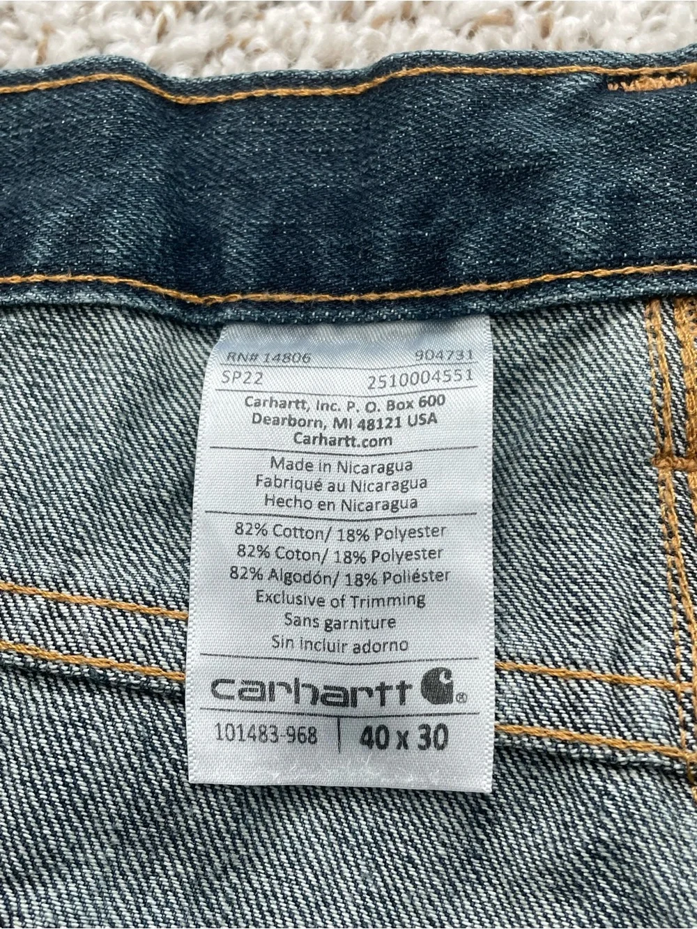 Carhartt Relaxed Fit Jeans Men’s Size 40x30